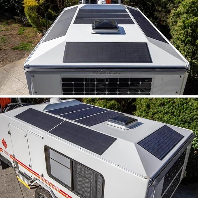 Lensunsolar 55W 12V ETFE Black Flexible Solar Panel, with Solar Cable on Back Side, PERC Mono Solar Cells, Ultrathin Lightweight for Campers, RVs, Boats, Camping, Tent