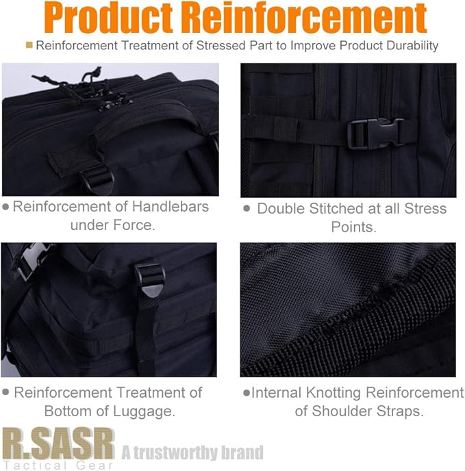 Military Tactical Backpack 45L Large Tactical Backpack for Men, Hiking Rucksack With Bottle Holder