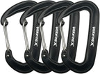 12KN Aluminum Carabiner Clip 4 Pack for Hammocks, 2700lbs Heavy Duty Large Clipping On Camping Accessories, Water Bottle,Backpacking and More - Black