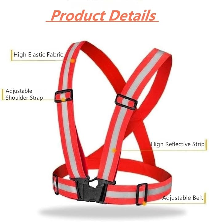 Reflective Running Gear Reflective Vest & Reflective Armband & Reflective Belt 3 Pcs Set, High Visibility Reflective Gear Night Cycling Walking Safety Vest Straps for Men Women Kids