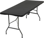 FDW Folding Table Half Portable Foldable Table for Parties Backyard Events (Black Ratten, 6 FT)