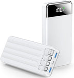 SABANI Portable Charger 35000mAh Power Bank - Portable Battery with 4 Built in Cables, 22.5W Fast Charging Battery Pack Compatible with iPhone 16 15 14 13 Samsung Android Phone etc (1 Pack, White)