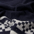 Inca Wall - Thick Alpaca Wool Blanket Heavyweight Camping Outdoors Indoors Soft Peru Twin Size Ethnic Design (Navy Blue/Ivory, Twin Size)