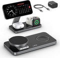 Foldable 3 in 1 Wireless Charging Station for Apple Magsafe Charger Stand,Fast Magnetic Wireless Charger Station for iPhone 17 Air 16 15 14 13 12 Series,Airpods Pro,Apple Watch Ultra (Pure Black)