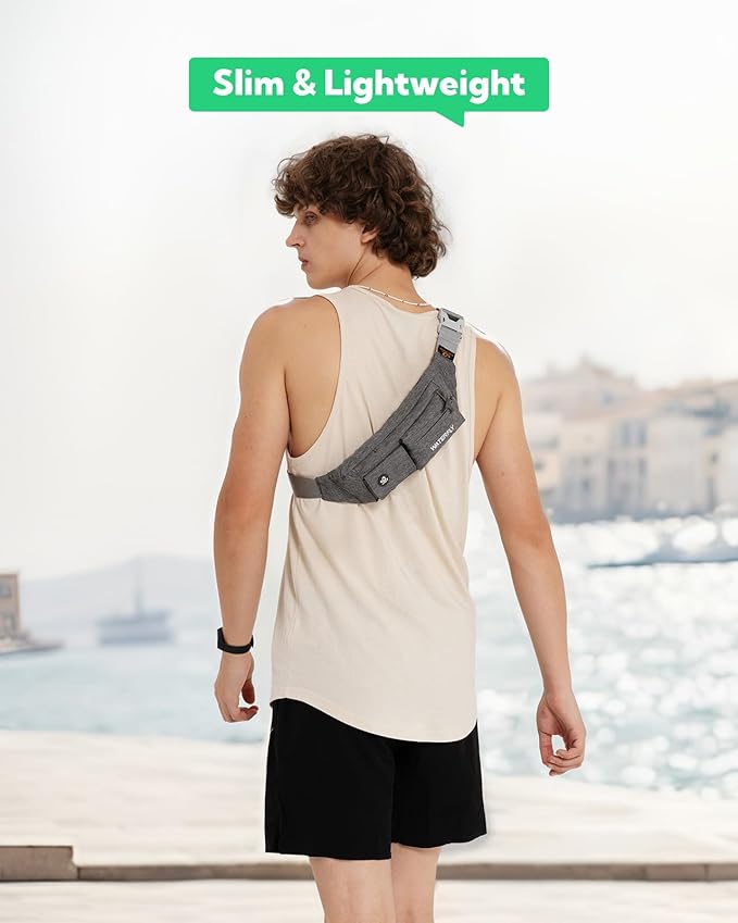 Waterfly Slim Soft Polyester Water Resistant Waist Bag Pack for Man Women Outdoors Running Climbing Carrying iPhone 5 6 Plus Samsung S5 S6 (Gray)