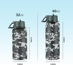 KXIAOCHEN Insulated Water Bottle, Stainless Steel Water Bottle, 2 Lids (Straw and Handle Lid),Wide Mouth Metal Water Bottles Keep Hot and Cold, Double Walled, Thermo Mug, Metal Canteen