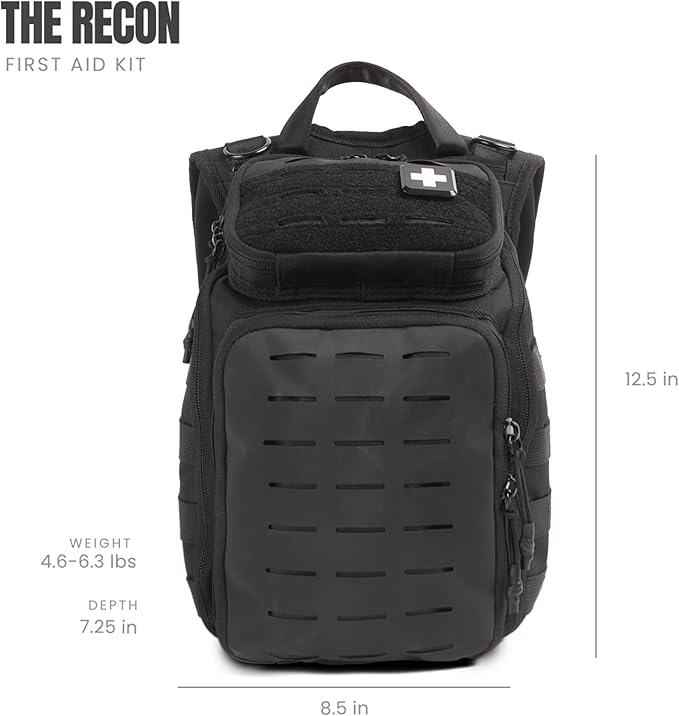 My Medic Recon Standard - HSA FSA First Aid Kit - 200+ First Aid and Survival Essentials, Supplies, & Must Have IFAK for Home, Car, Office or Business - Black