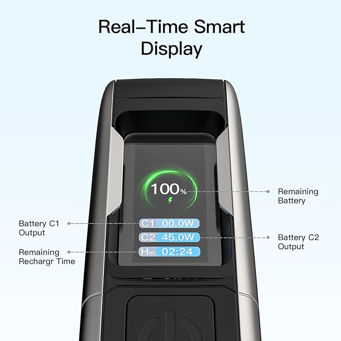 45W Power Bank, Portable Charger Built-in Retractable Cables with LED Display, 10000mAh 2 USB-C Fast Charging Powerbank for iPhone 16/15 Series, MacBook, and More