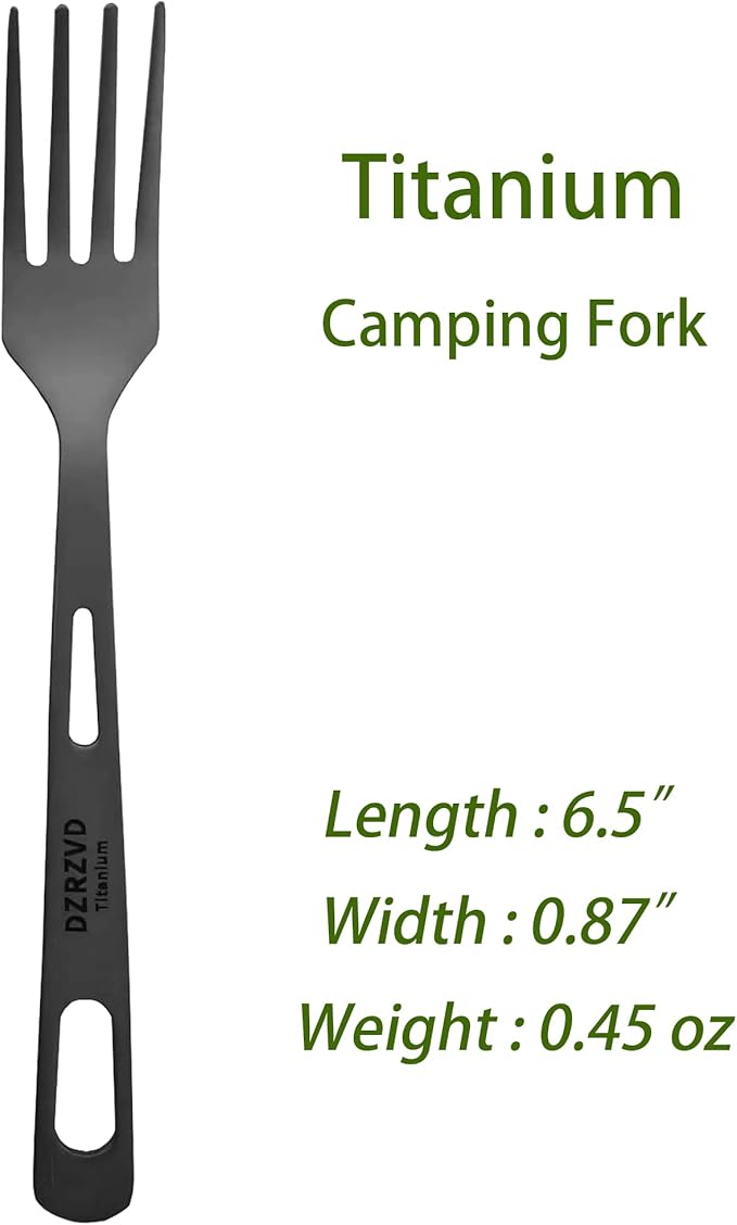 Titanium Spork and Spoon, 6.8" Camping Spork and Soup Spoon, Ultra-Light Eco-Friendly Travel Cutlery Set
