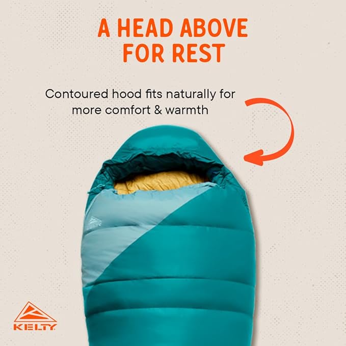 Kelty Cosmic 20 Down Mummy Sleeping Bag for Backpacking, Campers, 550 Fill Power, Recycled Fabrics with PFAS-Free DWR, Designed in Sunny Colorado,