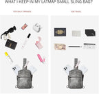 3L SMALL Sling Bag Fanny Packs For Women Men Mini Crossbody Chest Belt Travel Bag Purse Handbag Faux Leather Fashion Cute Dark Grey