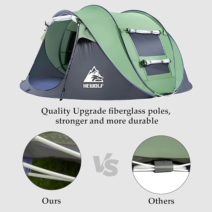 Pop Up Camping Tent 2/4 Person, Instant Family Tents, Easy Setup Automatic Tent for Camping Hiking & Traveling