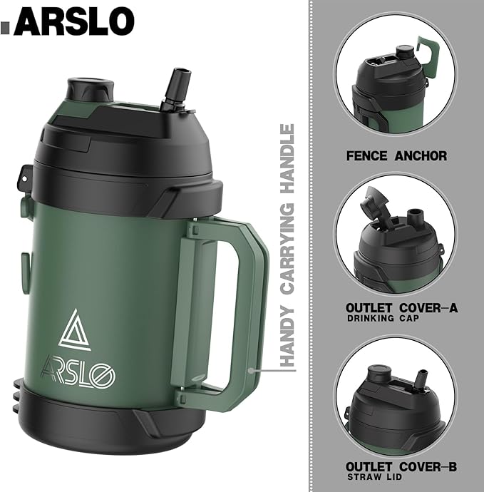 Sports Water Jug - Gallon Water Bottle - Large Insulated Stainless Steel Bottle for Gym, Workouts, Basketball, Football, Soccer - Keep Water Cold for Up To 24 Hours - 108OzNEW