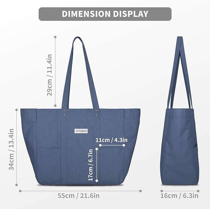 HOMESPON Large Canvas Tote Bag for Women Everything Bag with Pockets and Laptop Sleeve