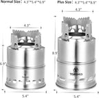 TOMSHOO Portable Folding Windproof Wood Burning Stove Compact Stainless Steel Alcohol Stove Outdoor Camping Hiking Backpacking Picnic BBQ