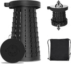 Upgraded Collapsible Stool with Max Load Capacity 330lbs Portable Telescoping & Folding Design Retractable Seat for Camping, Gardening, Fishing & Outdoor Adventures (Black)