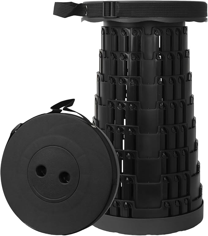 Upgraded Camping Folding Stool with Carrying Straps Lightweight Yet More Sturdy with Load Capacity 450lbs Portable Collapsible Retractable Stool for Camping Fishing Hiking BBQ 2.0