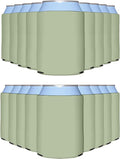 PartyPrints 100 Pack Sage Blank Can Cooler Sleeves, Customizable Bulk Insulated Foam for Beer, Collapsible Plain Drink Holder, Cold Soda Insulator, 12oz Regular, 16oz Tall Cans