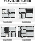 Percover Compression Packing Cubes 4-Piece Set, Packing Cubes Compression for Travel with Label Pockets, Travel Organizer for Carry On & Checked Luggage, Black