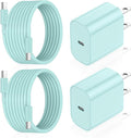 iPhone 17 16 15 Fast Charger Block and 10ft USB C to C Cable Cord Long for Apple iPhone 17 Pro Max/17 Air/16e/16 Plus/15/iPad/Samsung,Type C Wall Charging Power Adapter Plug Cube Brick-Light Green