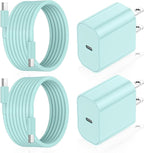 iPhone 17 16 15 Fast Charger Block and 10ft USB C to C Cable Cord Long for Apple iPhone 17 Pro Max/17 Air/16e/16 Plus/15/iPad/Samsung,Type C Wall Charging Power Adapter Plug Cube Brick-Light Green