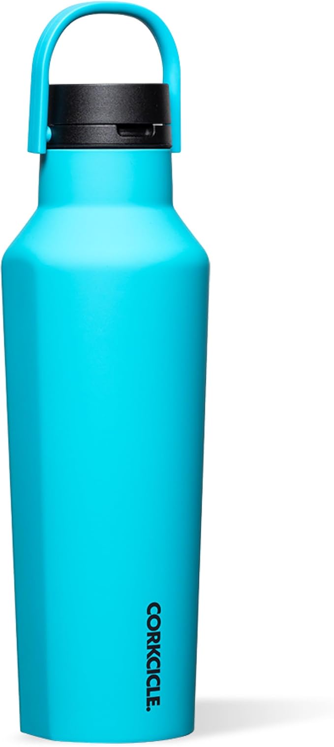 Corkcicle Sport Canteen - Keeps Drinks Cold 25 Hours - Stainless Steel Water Bottle - Triple-Insulated - Spill-Proof - Summer Drinkware Gift - Keeps Drinks Ice Cold - 20 oz - Capri Blue