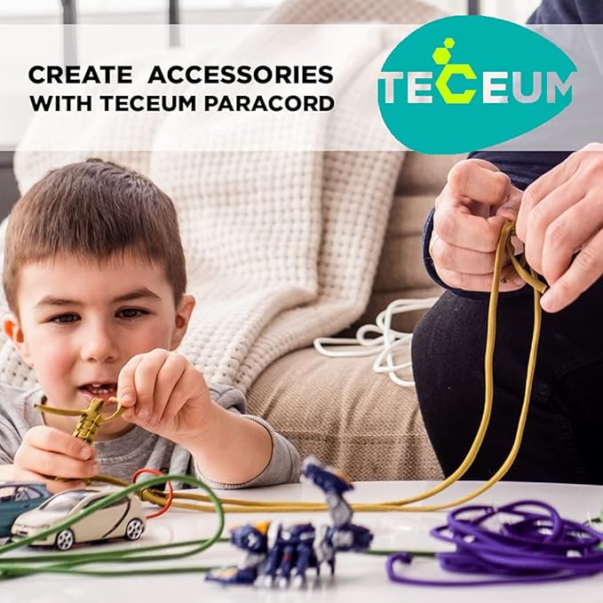 TECEUM 5/32" Paracord Rope 1000 – 1000ft / 200ft / 100ft / 50ft – Tactical Parachute Cord 4mm – 45+ Colors – Nylon String for Survival & Camping Gear – Stripe Cord for Survival – Utility Rope