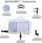 MASTERCANOPY Heavy Duty Pop-up Canopy Tent with Sidewalls (8x8,White)