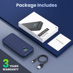 Portable Charger 40,800mAh Power Bank, 25W PD QC 4.0 Fast Charging Portable Phone Charger with Built-in Cables,LCD Display USB C Battery Pack Compatible with iPhone 16/15/14,Android Samsung (Blue)