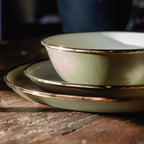 Barebones 2-Tone Salad Plate - Set of 2, 8-Inch Salad Plate - Enamelware Plates - Durable Kitchen or Camping Plates (Olive Drab)
