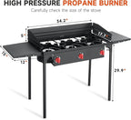 3 Burner Propane Burner, 225,000 BTU High Pressure Propane Stove with Windscreen ＆ Side Shelves, Outdoor Propane Gas Stove with 0-20 PSI Regulator for Camping, Backyard, Outdoor Cooking