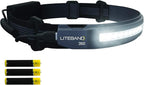 OPTIMAL VENTURES LED Headlamp Liteband Super Lightweight ACTIV 350 Lumen Bright Head Lamp, AAA Battery Powered Headlamps, Camping, Running, Hard Hat Light, Best Rated for Forehead Flashlight, Carbon