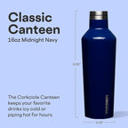 Corkcicle Classic Canteen Insulated Water Bottle - Stainless Steel Reusable Tumbler - Triple Insulated - Keeps Drinks Cold 25 Hours or Hot 12 Hours - Cupholder Friendly - Midnight Navy - 16 oz