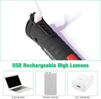 Honoson 4 Pieces LED Work Light Cob Rechargeable Work Flashlight with Magnetic Base, Hanging Hook and 360° Rotate 5 Modes Portable LED Flashlight for Car Repair, Household and Outdoor(Small)