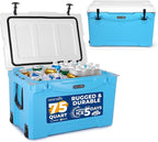 SereneLife Ultra-Tough 25-75 Quart Rotomolded Cooler Box, Holds Upto 64 Cans, Keeps Ice Up to 5 Days, Heavy-Duty Insulated Portable Ice Chest Box, Ideal for Camping, Beach, Picnics, Tailgating, etc