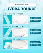 Donginbi Hydra Bounce Skin Care Set - Hydrating Toner(5.07 floz), Korean Red Ginseng Essence(4.4 floz), Firming Cream, and Face Moisturizer with Hyaluronic Acid, Korean Skin Care Gifts for Women
