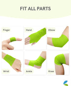 FriCARE Self Adhesive Bandage Wrap, Medical Tape in First Aid Kit, Cohesive Bandages for Wounds Sport Vet, FSA/HSA Eligible, 2 Inches X 5 Yards 6 Rolls, Grass Green