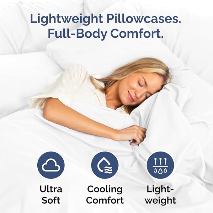 Long Pillowcases - Body Pillow Cover - Long Pillow Insert for Sleeping, Side Sleepers - Soft & Breathable Body Pillow Case with Envelope Enclosure - Comfy, Cozy & Machine Washable - 20" x 54" (White)