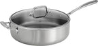 Tramontina Tri-Ply Clad Stainless Steel 6-Quart Saute Pan with Glass Lid, Induction-Ready Cooking Pan, Dishwasher-Safe, NSF-Certified, Made in Brazil
