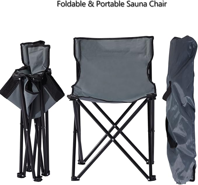 ZONEMEL Portable Fast Folding Chair, Ideal for Sauna, Fishing, Lightweight Compact Backpack Chairs, Grey