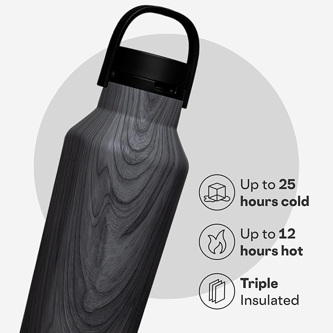 Corkcicle Sport Canteen - Keeps Drinks Cold 25 Hours - Stainless Steel Water Bottle - Triple-Insulated - Spill-Proof - Summer Drinkware Gift - Keeps Drinks Ice Cold - 20 oz - Burnt Wood