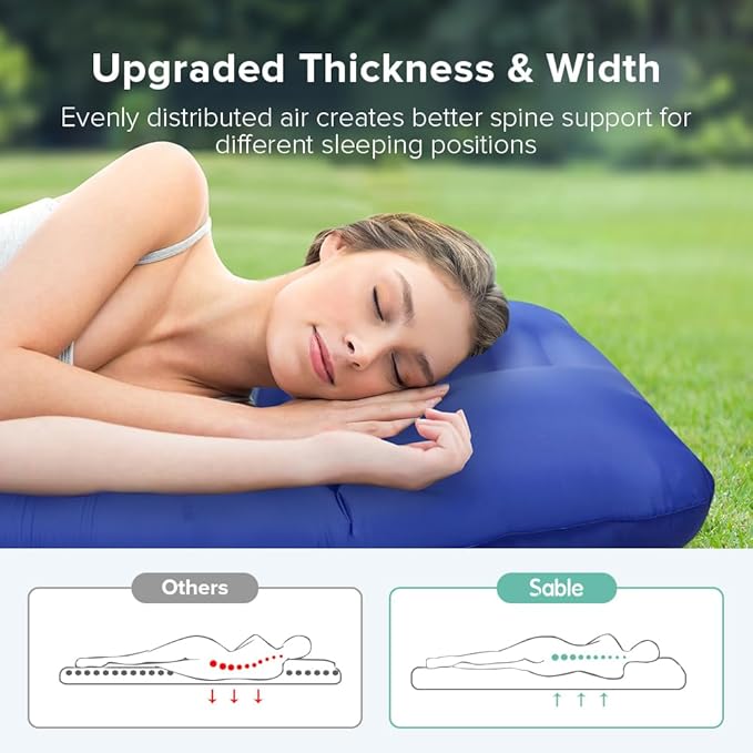 Sleeping Pad for Camping, Extra Thickness 5.5 Inch Ultralight Inflatable Sleeping Mat with Pillow Built-in Foot Pump, Compact Waterproof Camping air Mattress for Backpacking Hiking Traveling (Single)