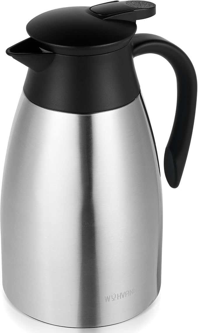 51 Oz Thermal Coffee Carafe, Stainless Steel Insulated Vacuum coffee crafts to keep coffee hot, 1.5 Liter Tea Water Coffee and Beverage Dispenser (Silver)