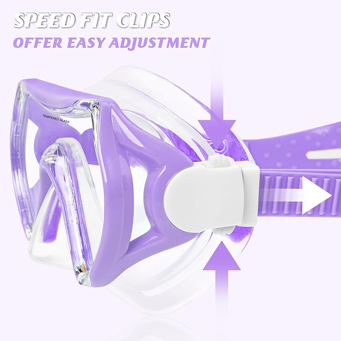 Kids Swim Goggles Snorkel Diving Mask for Boys Girls Ages 5-15, Two-Color Anti-Fog Swimming Goggles with Nose Cover