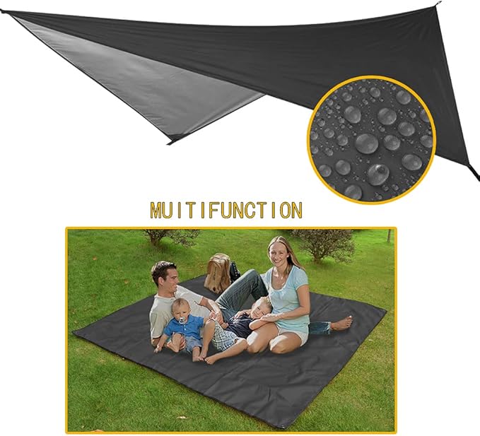 Portable Single Double Nylon High Strength Parachute Hammock Rainfly Set, Camping Hammock with Rain Fly Tarp and Mosquito Net Tent Tree Straps, Backpacking Hiking Travel Yard Outdoor Activities