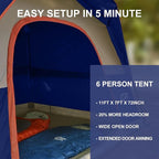 CAMPROS CP Tents for Camping 6 Person Tent Waterproof Windproof Double Layer Family Camping Tent, Easy Setup Dome Tent with Large Mesh Windows & Wider Door for Outdoor Camping & Hiking