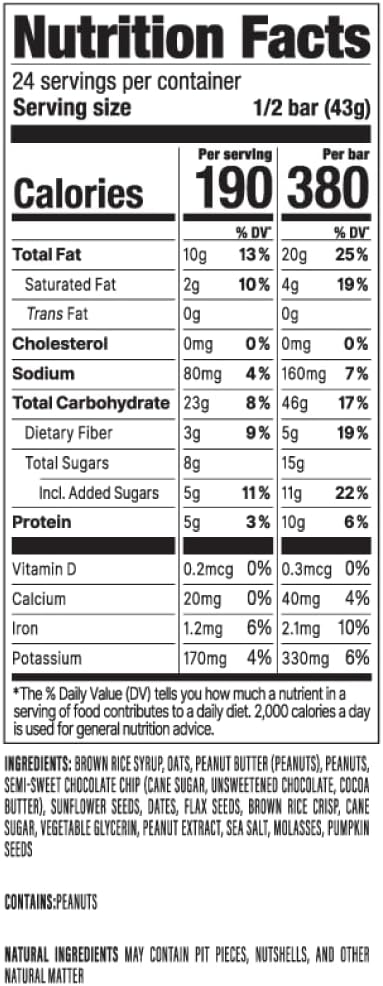 PROBAR - Meal Bar, Peanut Butter Chocolate Chip, Non-GMO, Gluten-Free, Healthy, Plant-Based Whole Food Ingredients, Natural Energy (12 Count)