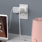 ETL Listed 3 Prong to 2 Prong Grounded Adapter, FiiMan 3 Pin to 2 Pin Polarized Plug Extender Power Strip Triple Outlet Converter, 3-Sided Outlets Wall Plug Splitter for Household Appliances,White(2)