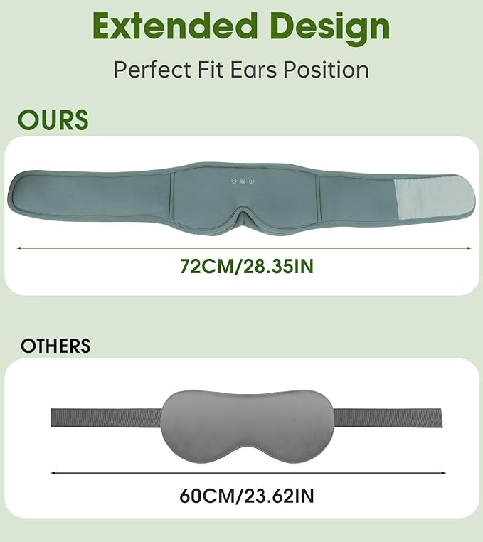 Bamboo Cotton Sleep Mask with Bluetooth Wireless Headphones - Blackout Eye Mask for Sleeping 3D Contoured Sleep Headband Ear Muffs Lengthen & Low Noise Hook for Better Experience (Grey)