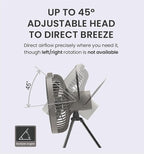 Claymore V600+ Warm Gray Rechargeable Portable Fan – 7,800mAh Battery, 4-Speed BLDC Ultra-Quiet Air Circulator USB-C Charging 32 Hrs Runtime Tripod Mountable Adjustable for Camping, Indoor, Outdoor